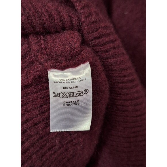Ann Taylor 100% Cashmere Sweater Medium Burgundy Shawl Collar Drape Front Soft - Picture 8 of 10